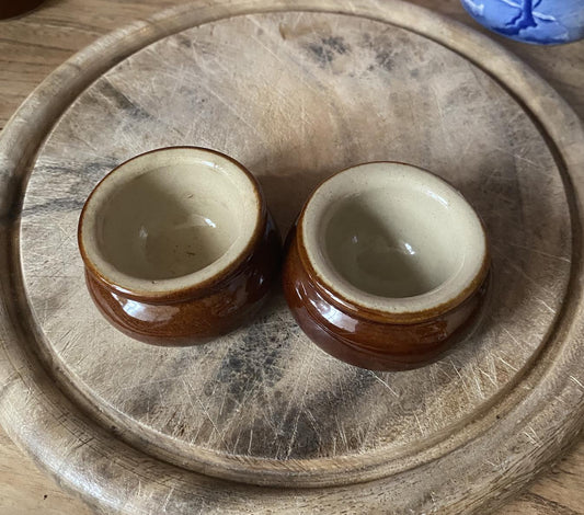 Non Matching Pair of Vintage Stoneware Pinch Pot- Pearsons of Chesterfield