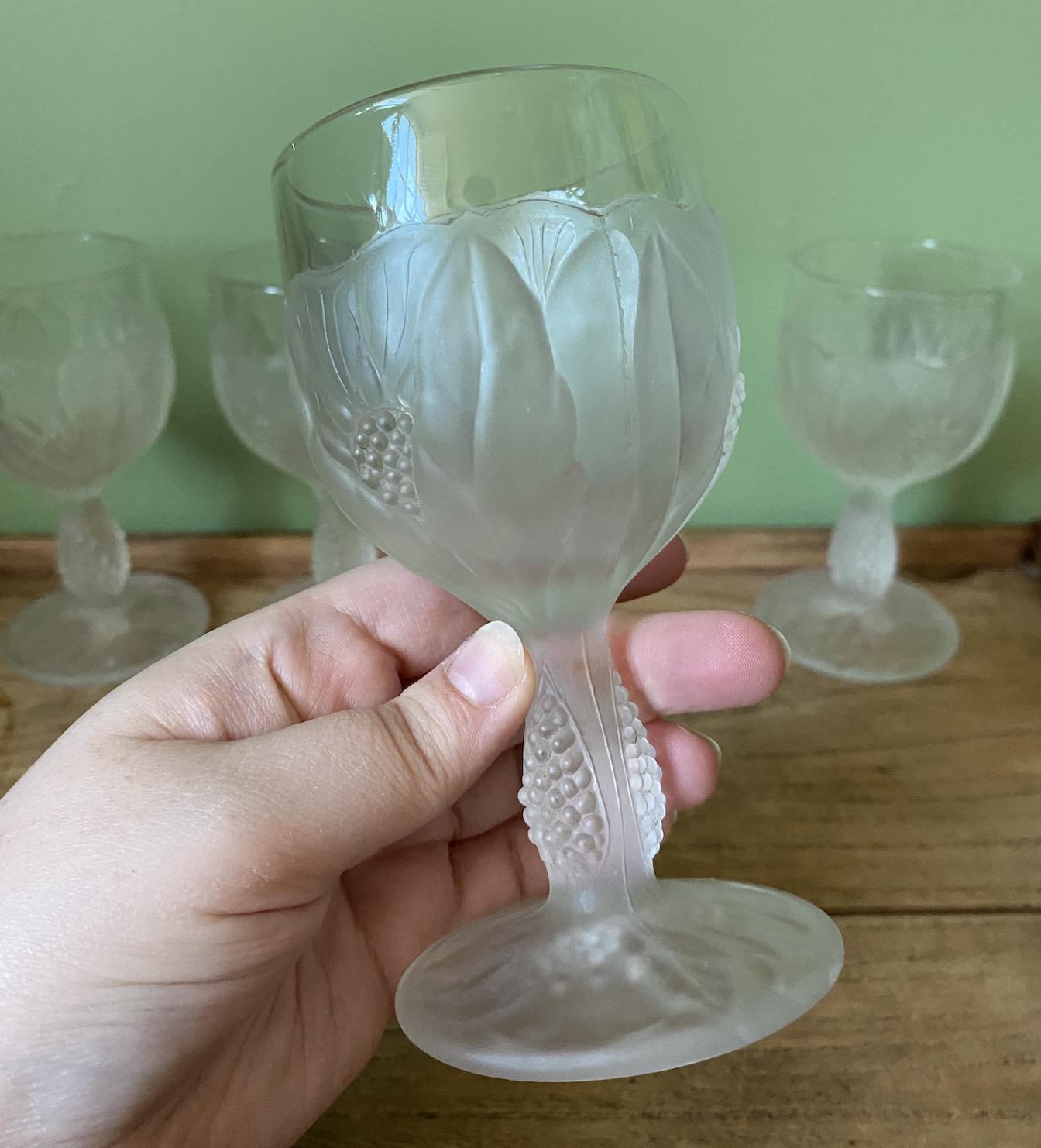 Set of 3 Vintage Taitu Frosted Italian Water Goblets