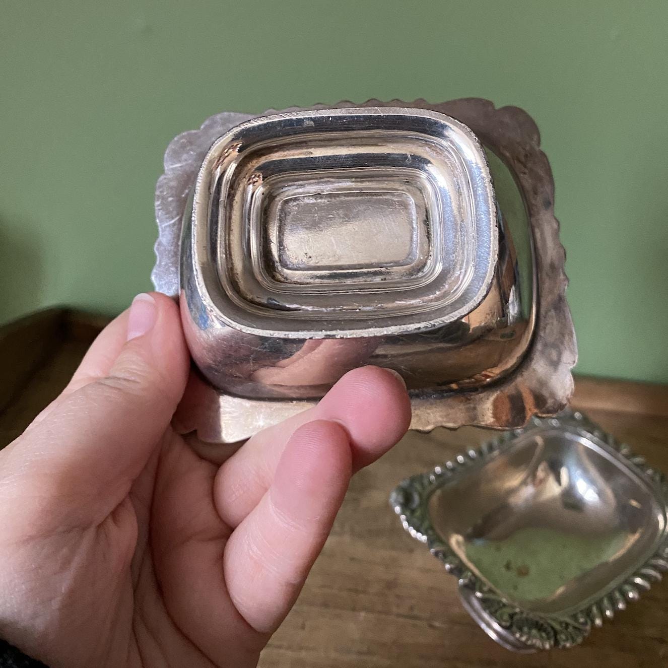 Pair of Antique Metal Decorative Salt Cellars
