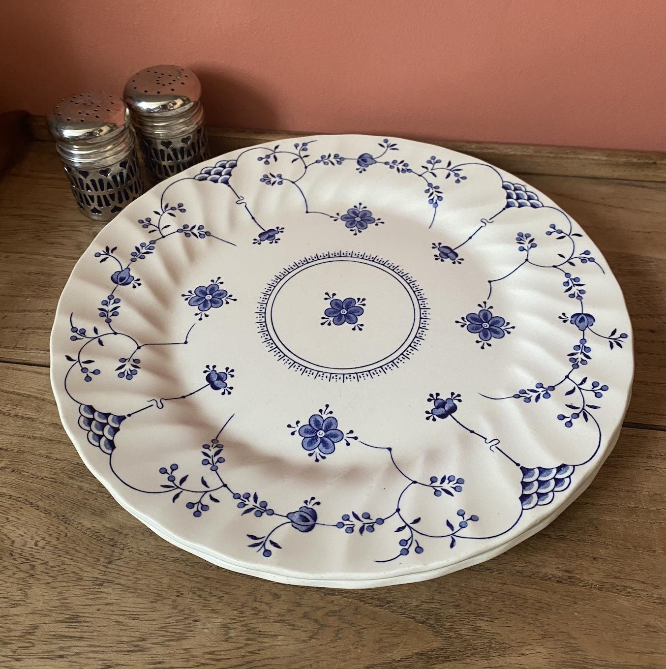 Pair of Myott Finlandia Blue & White Dinner Plates