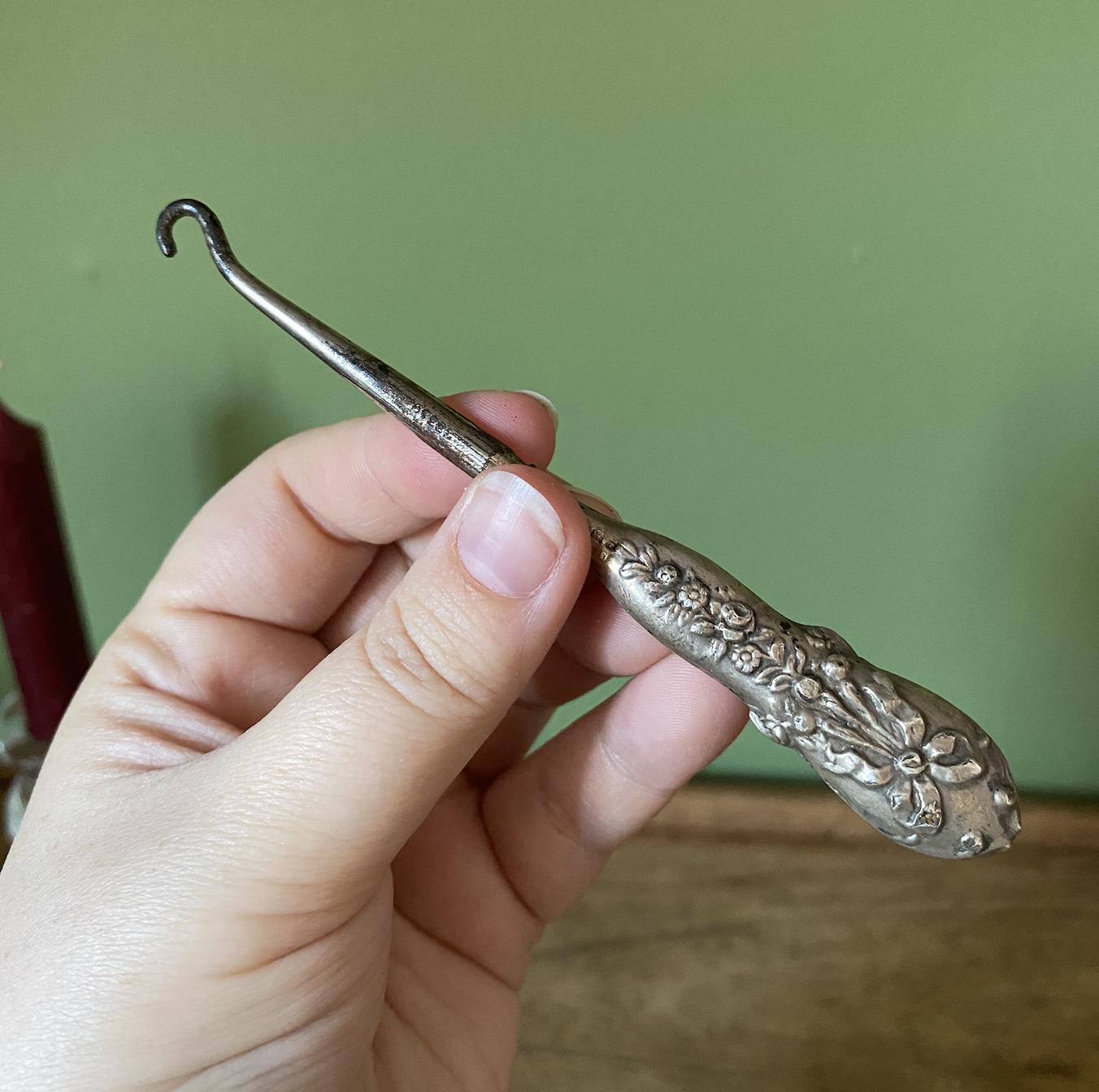 Lace | Button | Boot Hooks - Silver Plate & Steel
