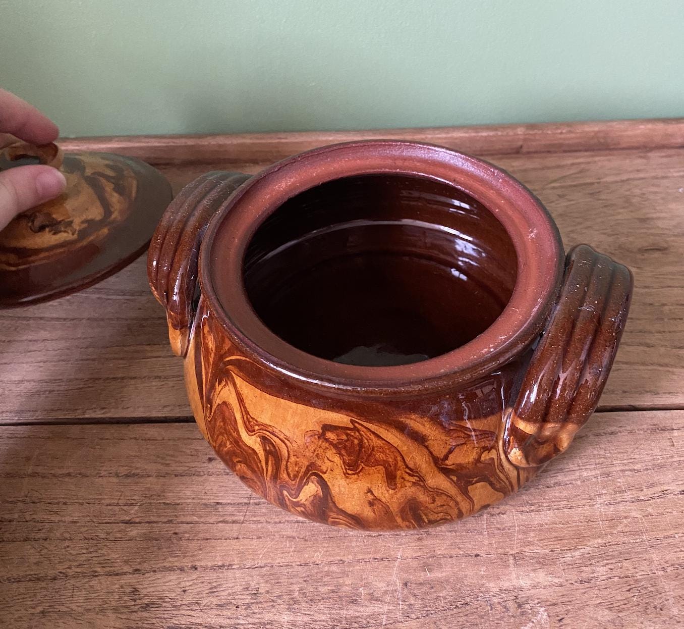 Handmade Clay Serving Pot with Lid and Handles