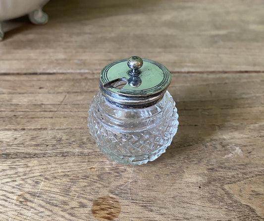 Small Cut Glass Lidded Condiment Pot