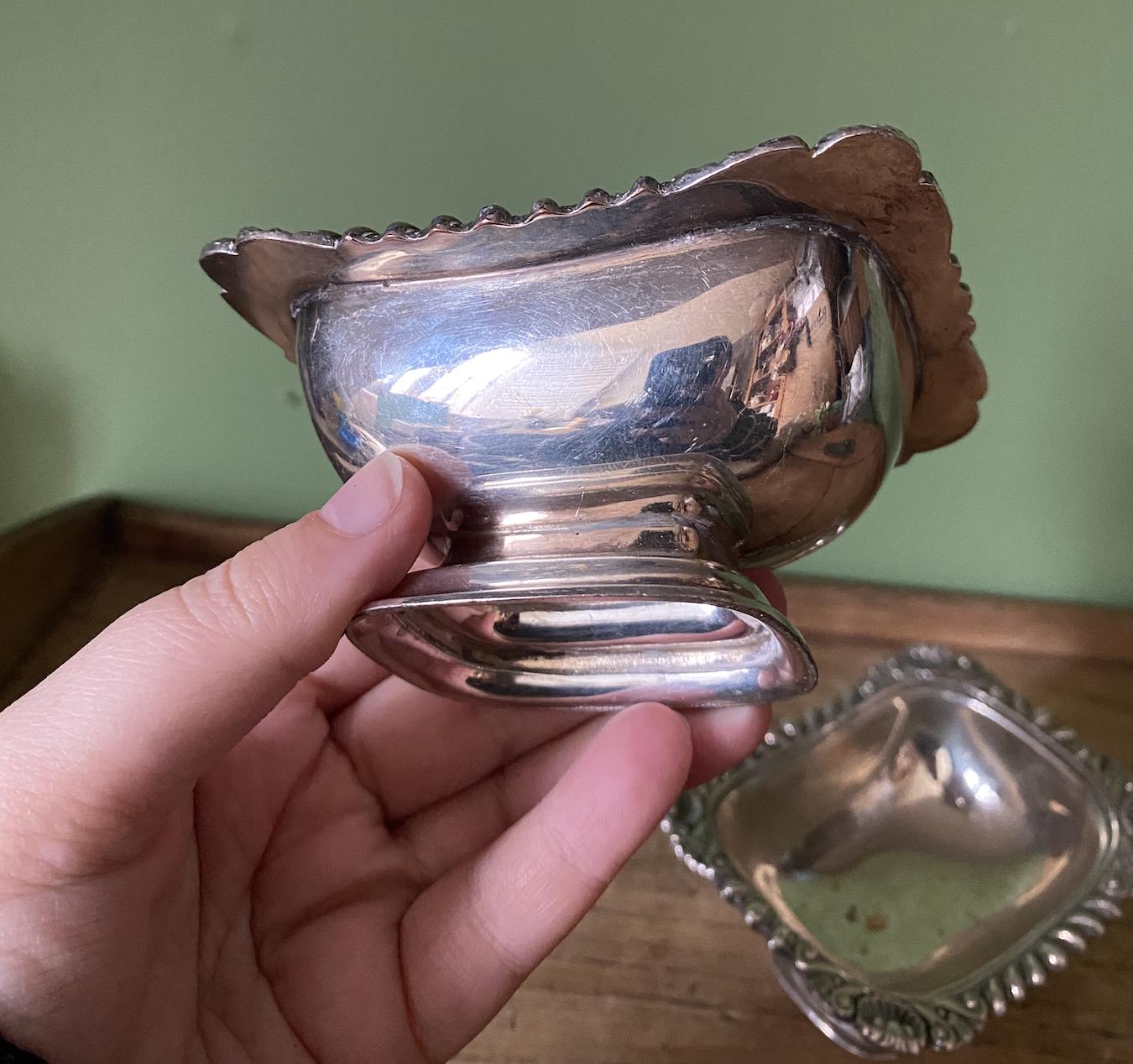 Pair of Antique Metal Decorative Salt Cellars