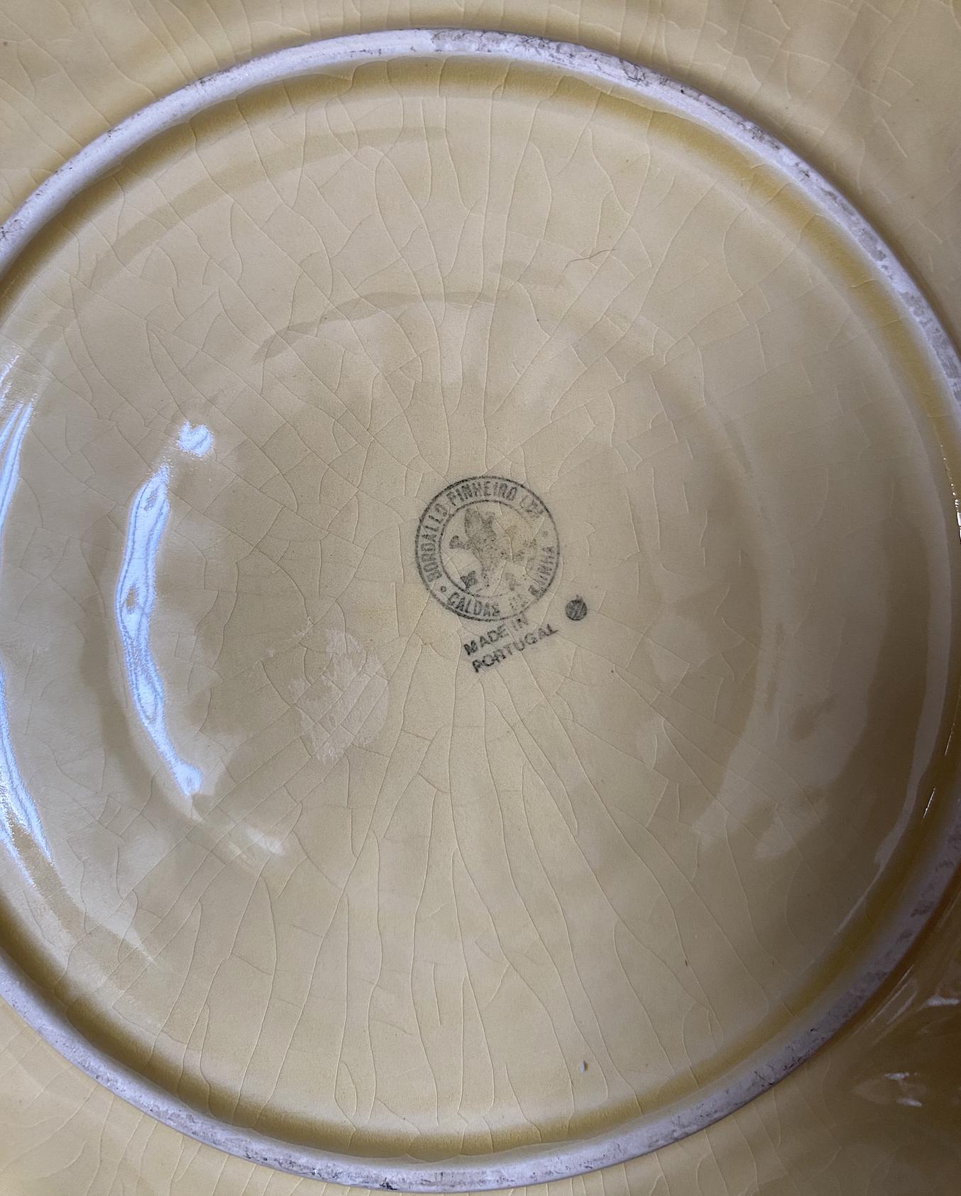 Bordallo Pinheiro Butter Yellow Basket Weave Dinner Plate