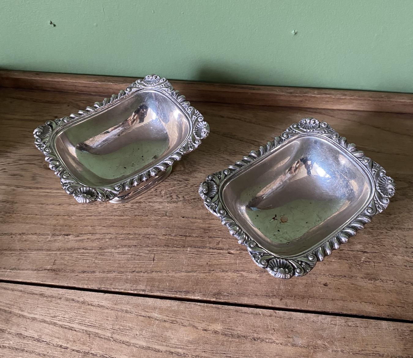 Pair of Antique Metal Decorative Salt Cellars
