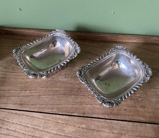 Pair of Antique Metal Decorative Salt Cellars