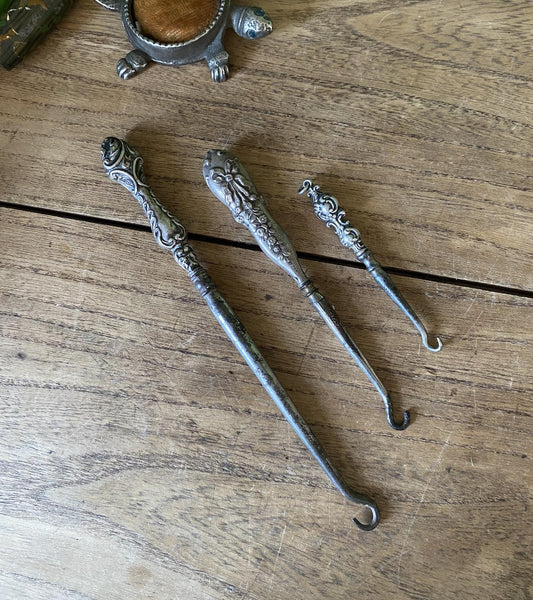 Lace | Button | Boot Hooks - Silver Plate & Steel