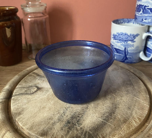 Mouth-blown Recycled Blue Glass Snack Bowl