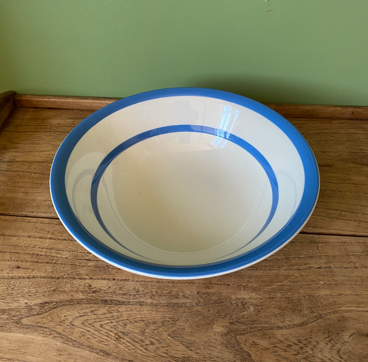 TG Green Cornwishware Blue Striped Serving Bowl