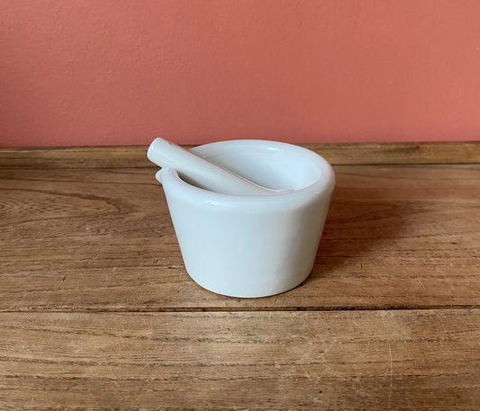 Mini Ceramic White Mortar and Pestle