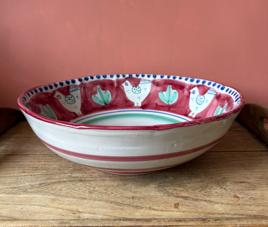 Large Solimene Campagna Chicken Design Serving Bowl