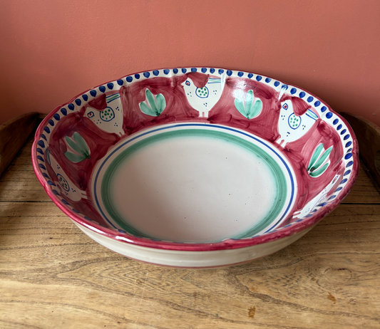 Large Solimene Campagna Chicken Design Serving Bowl