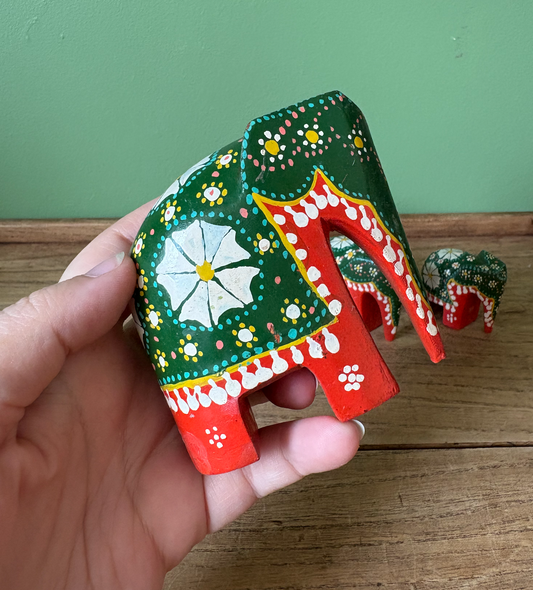 Set of 4 Hand Painted Elephants