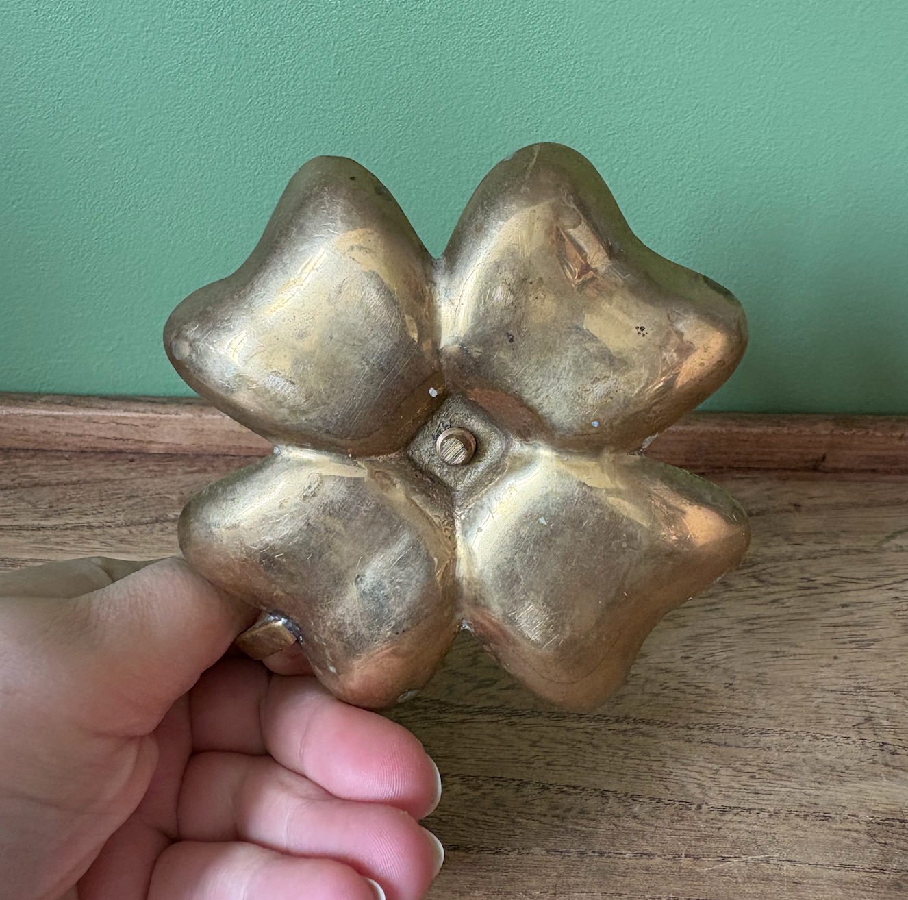 Brass 4 Leaf Clover Candle Holder