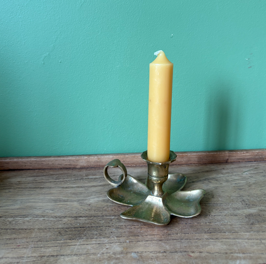 Brass 4 Leaf Clover Candle Holder