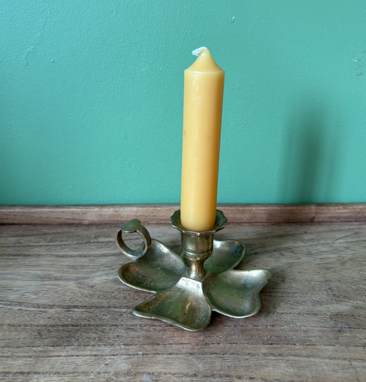 Brass 4 Leaf Clover Candle Holder