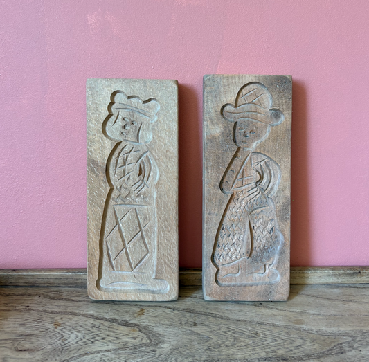 Two Speculoos Wooden Gingerbread Moulds
