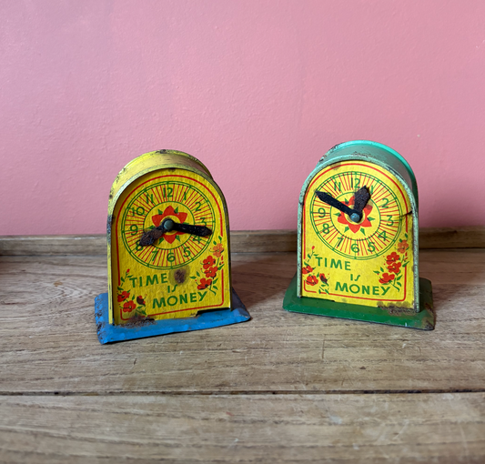 Time is Money Retro Tin Money Boxes | Fairground Prize | Children's Toy