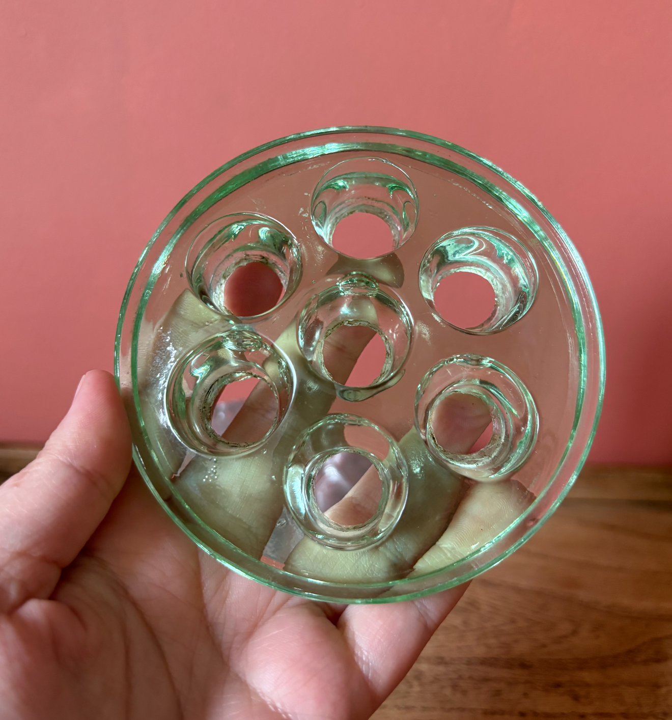 Selection of Green & Clear Glass Flower Frogs