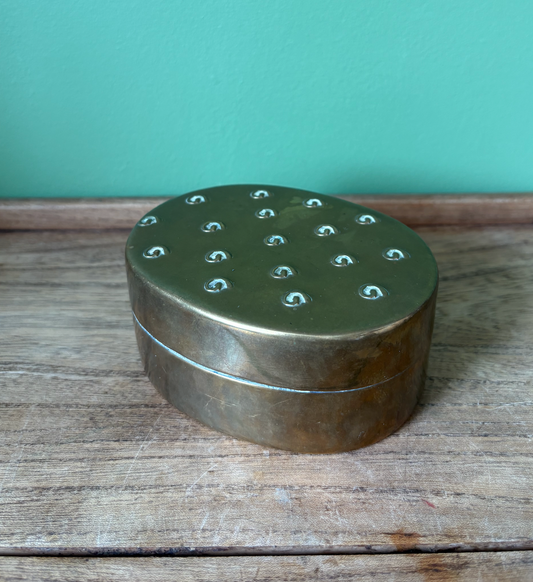 Oval Shaped Brassy Trinket Tin