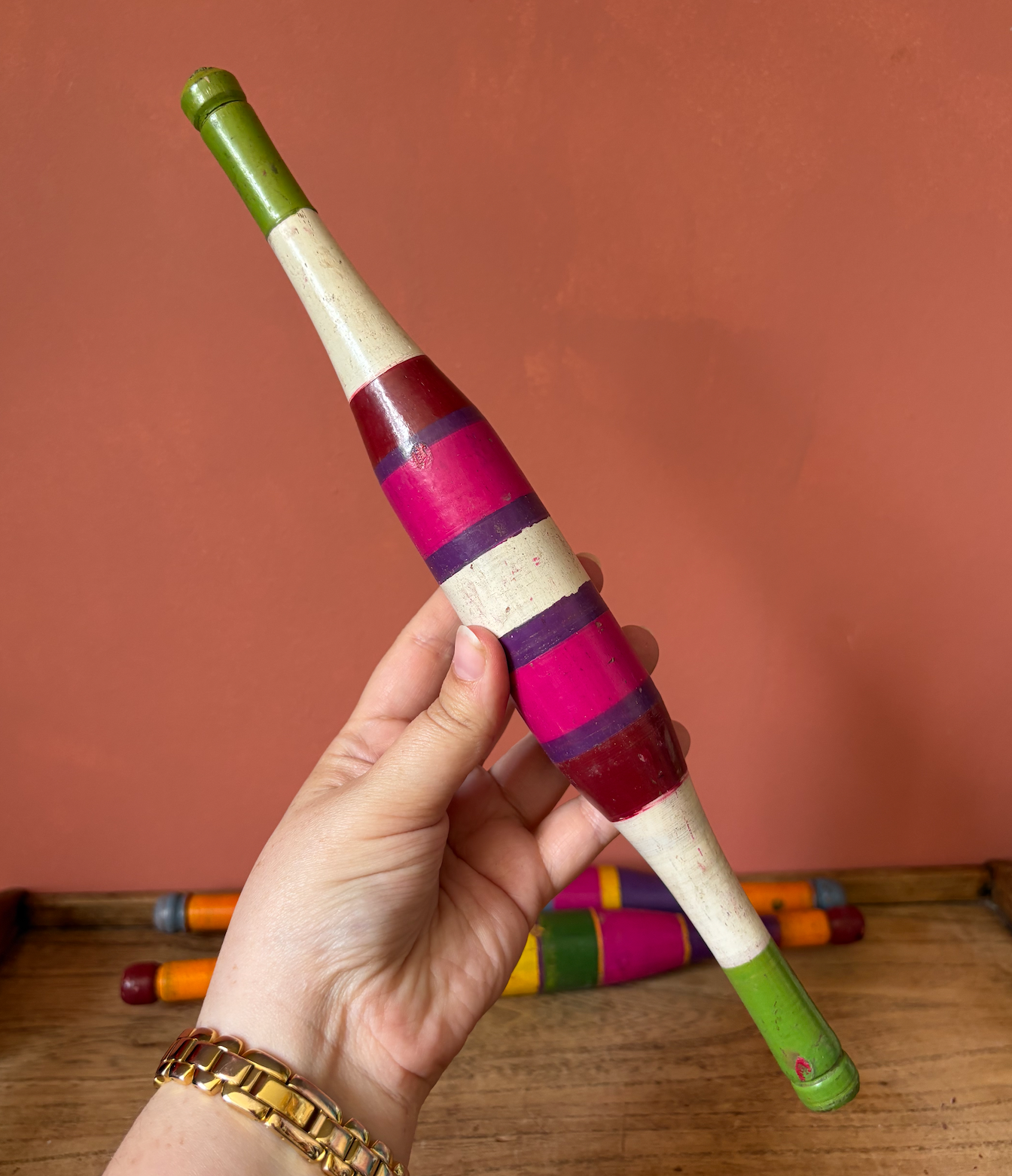 Selection of Wooden Chapati Hand-Painted Rolling Pins