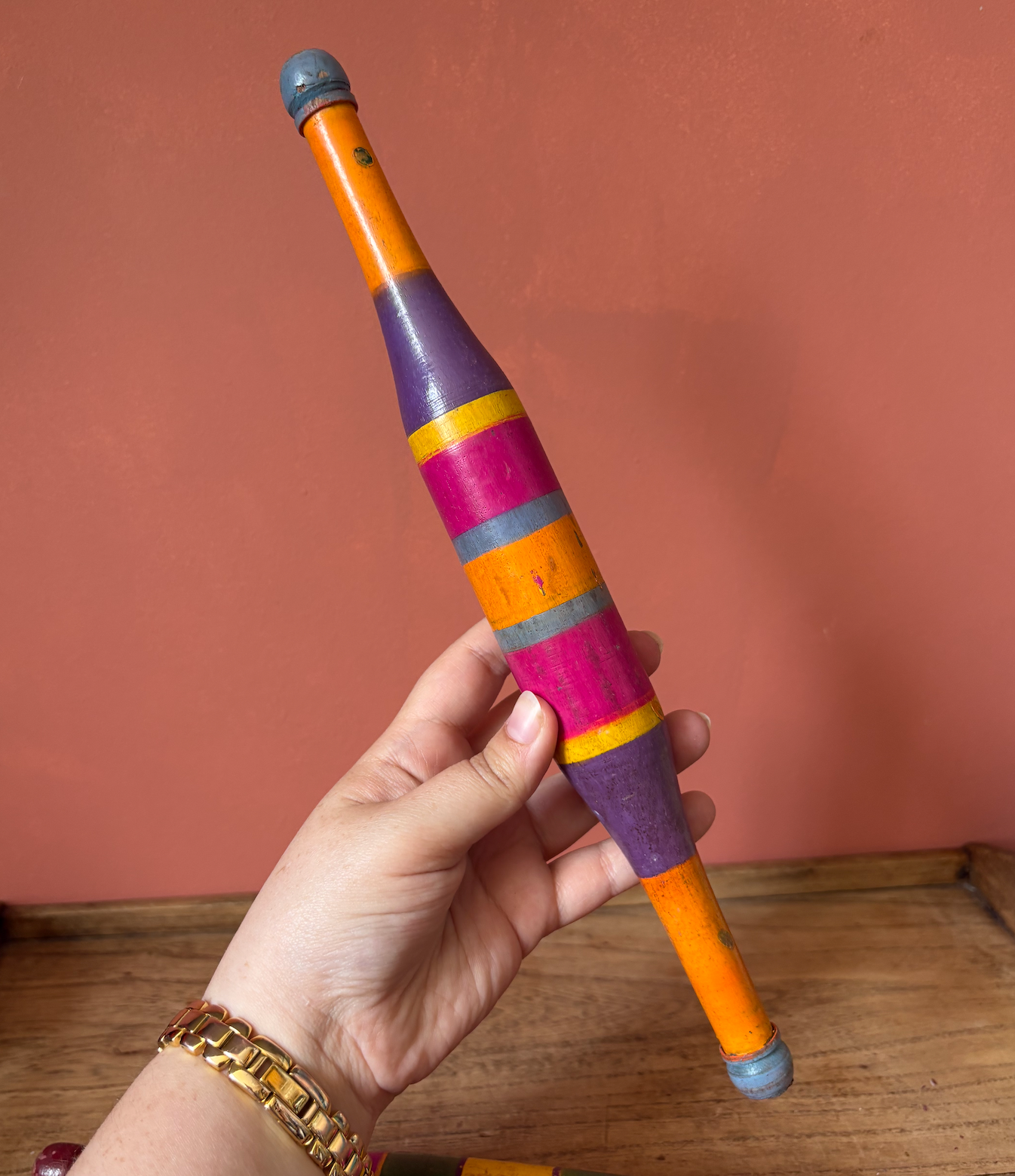 Selection of Wooden Chapati Hand-Painted Rolling Pins