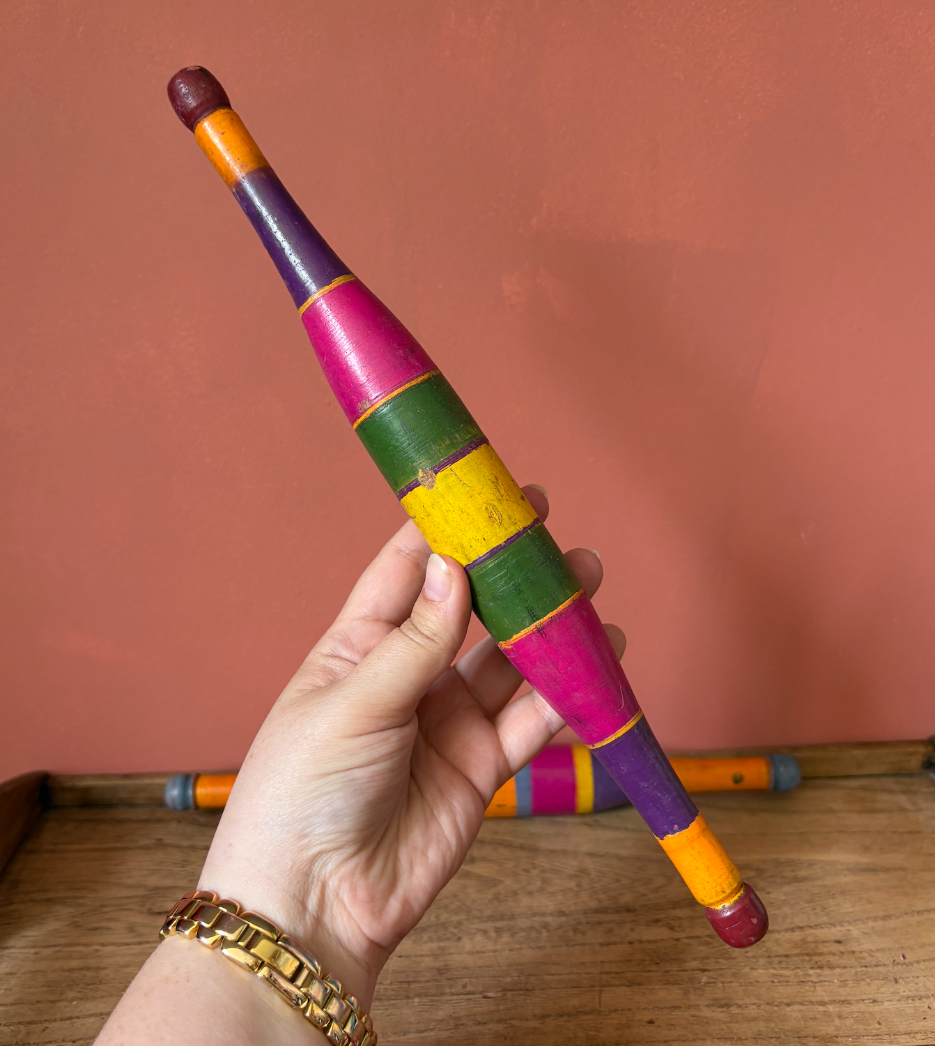 Selection of Wooden Chapati Hand-Painted Rolling Pins