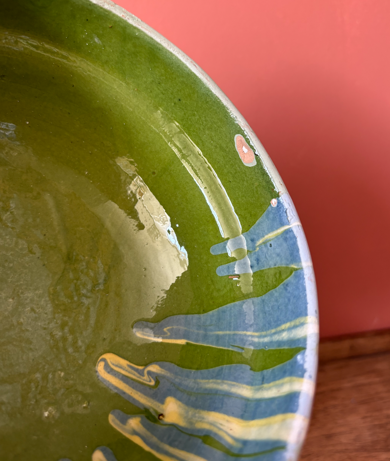 Pair of Green Romanian Slipware Medium Bowls