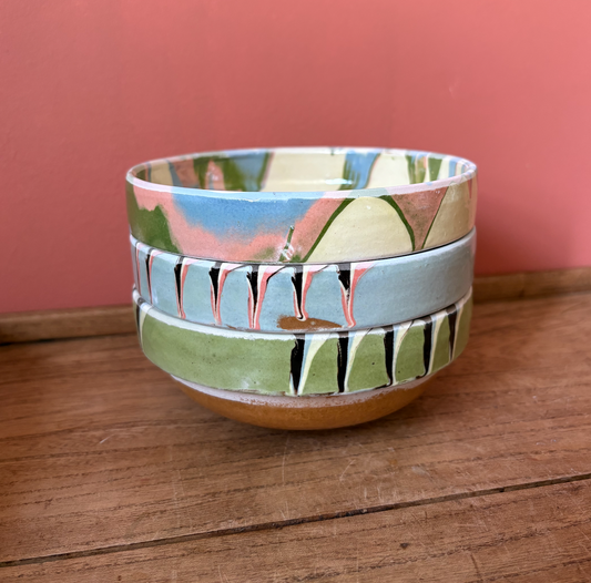 Small Romanian Slipware Bowls - Mixed Colours