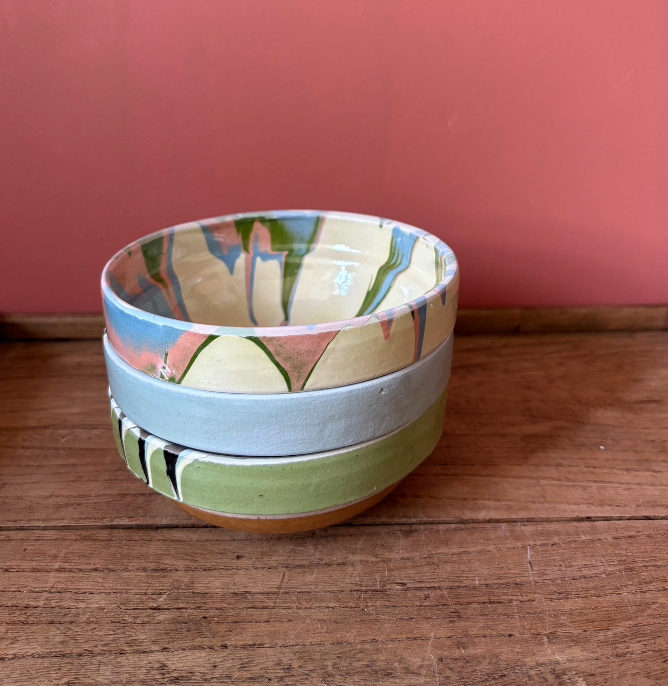 Small Romanian Slipware Bowls - Mixed Colours