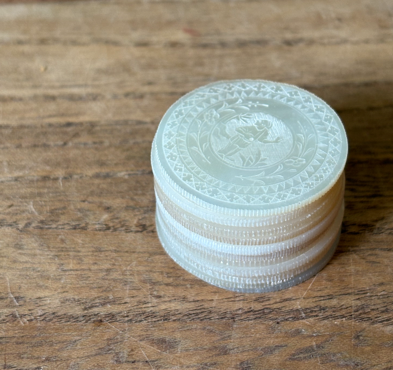 Set of 12 Antique Chinese Mother of Pearl Gaming Tokens