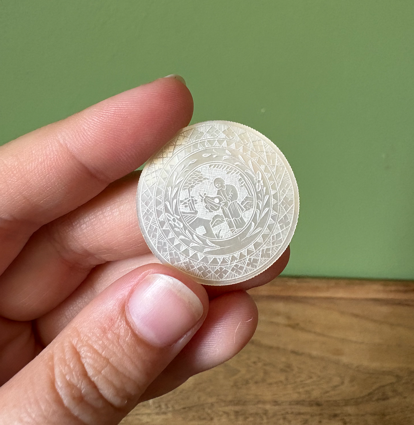 Set of 12 Antique Chinese Mother of Pearl Gaming Tokens