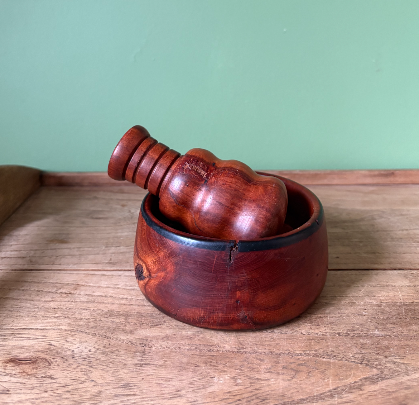 Rustic Wooden Mortar & Pestle