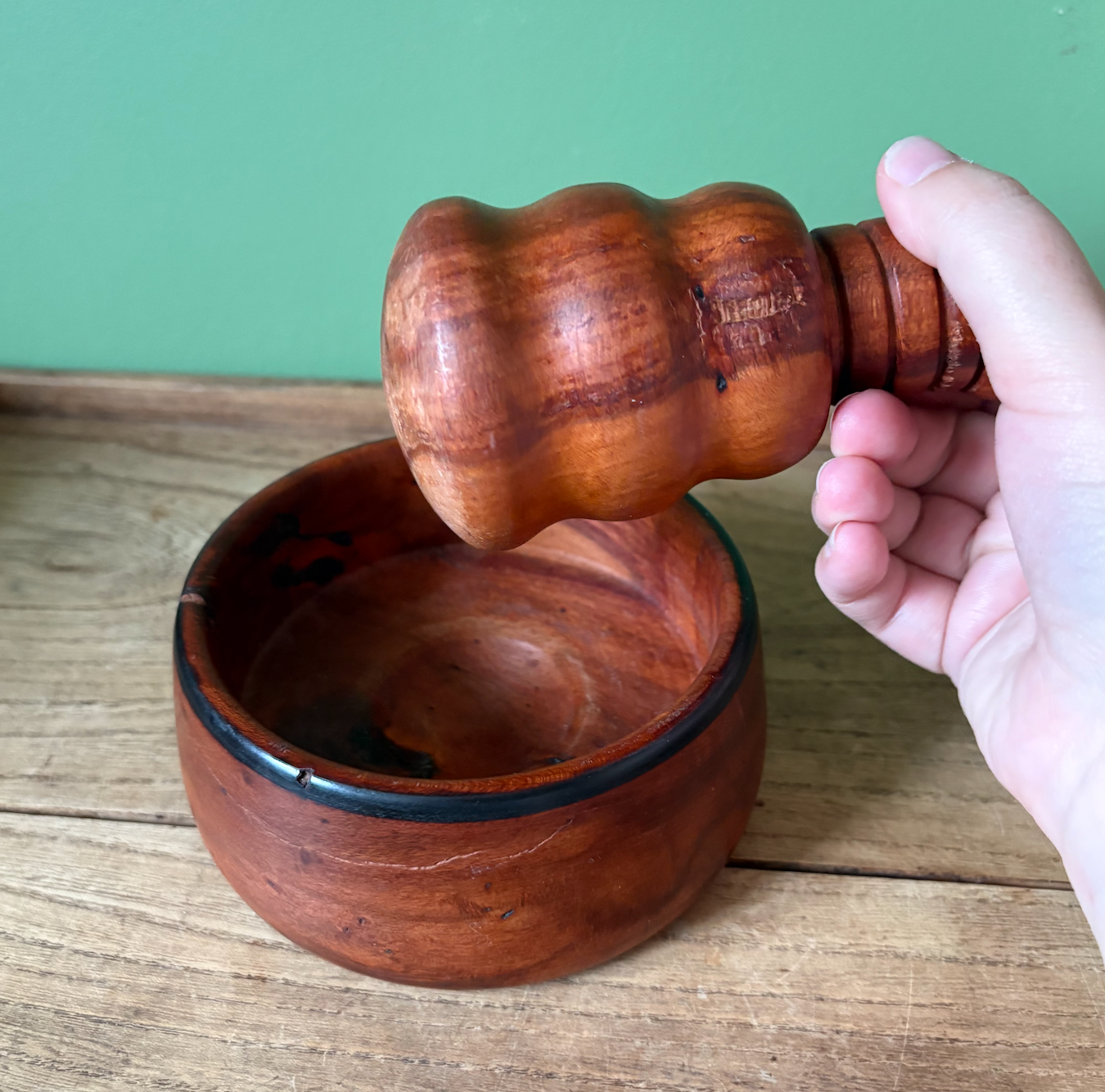 Rustic Wooden Mortar & Pestle
