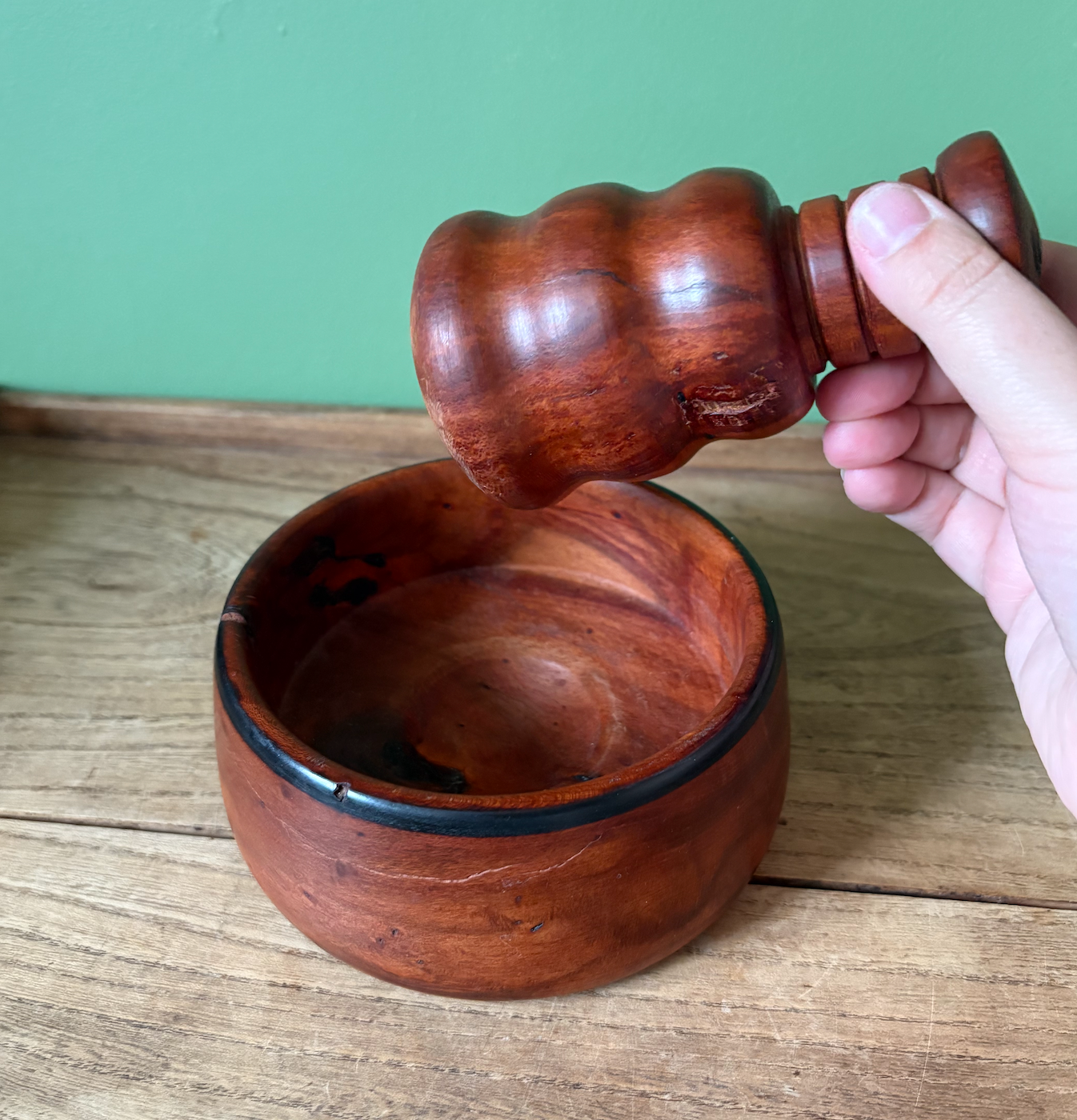 Rustic Wooden Mortar & Pestle