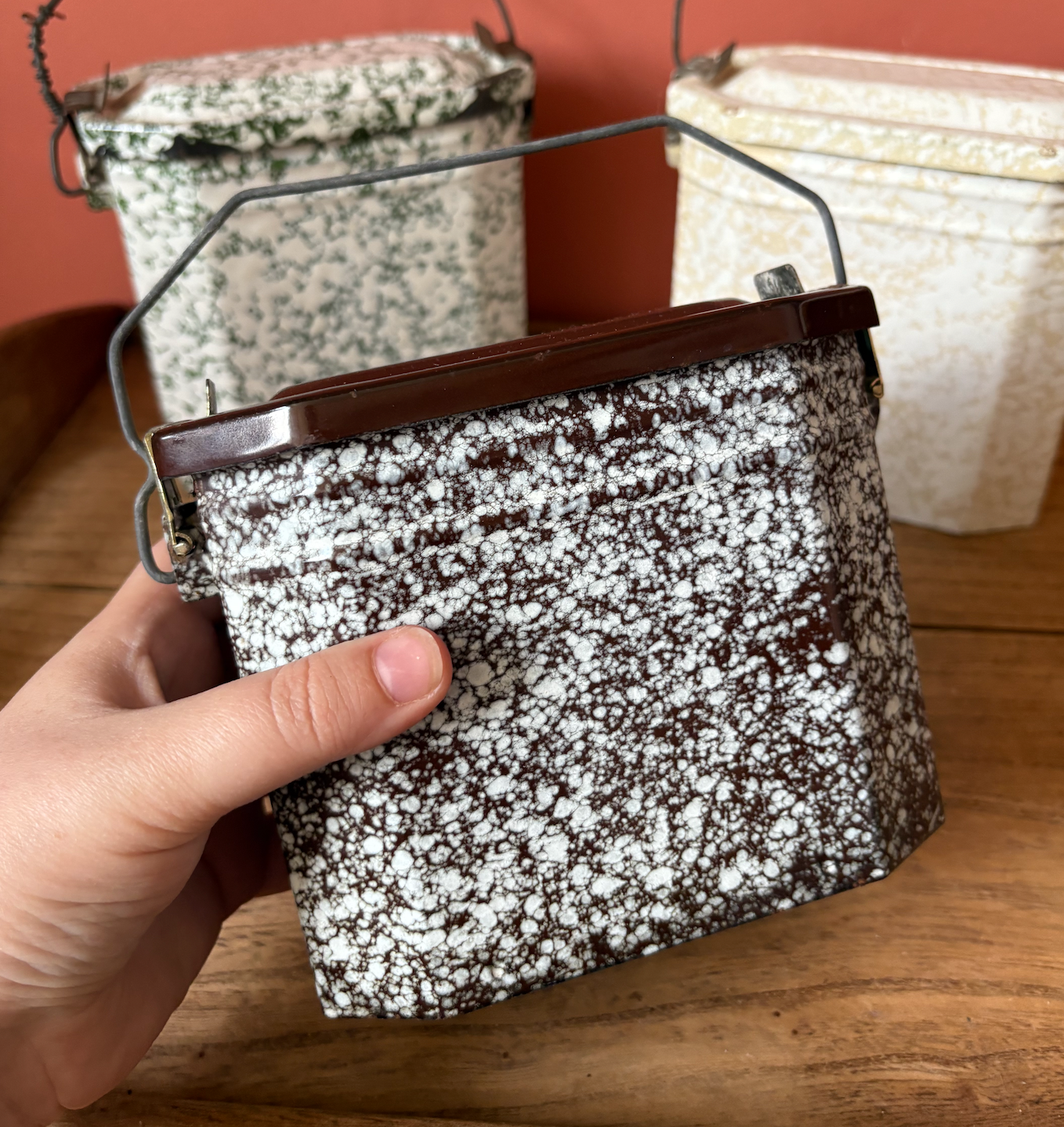 Selection of Enamel French Lunch Boxes - Sold Individual