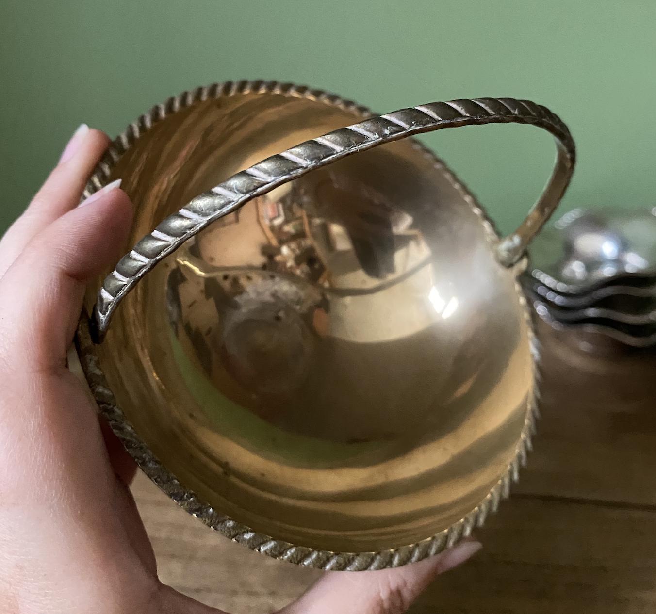 Brass Bowl with Handle and flared base
