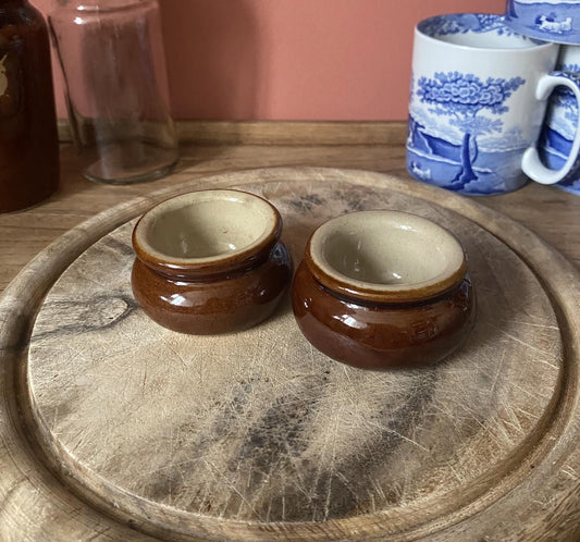 Non Matching Pair of Vintage Stoneware Pinch Pot- Pearsons of Chesterfield