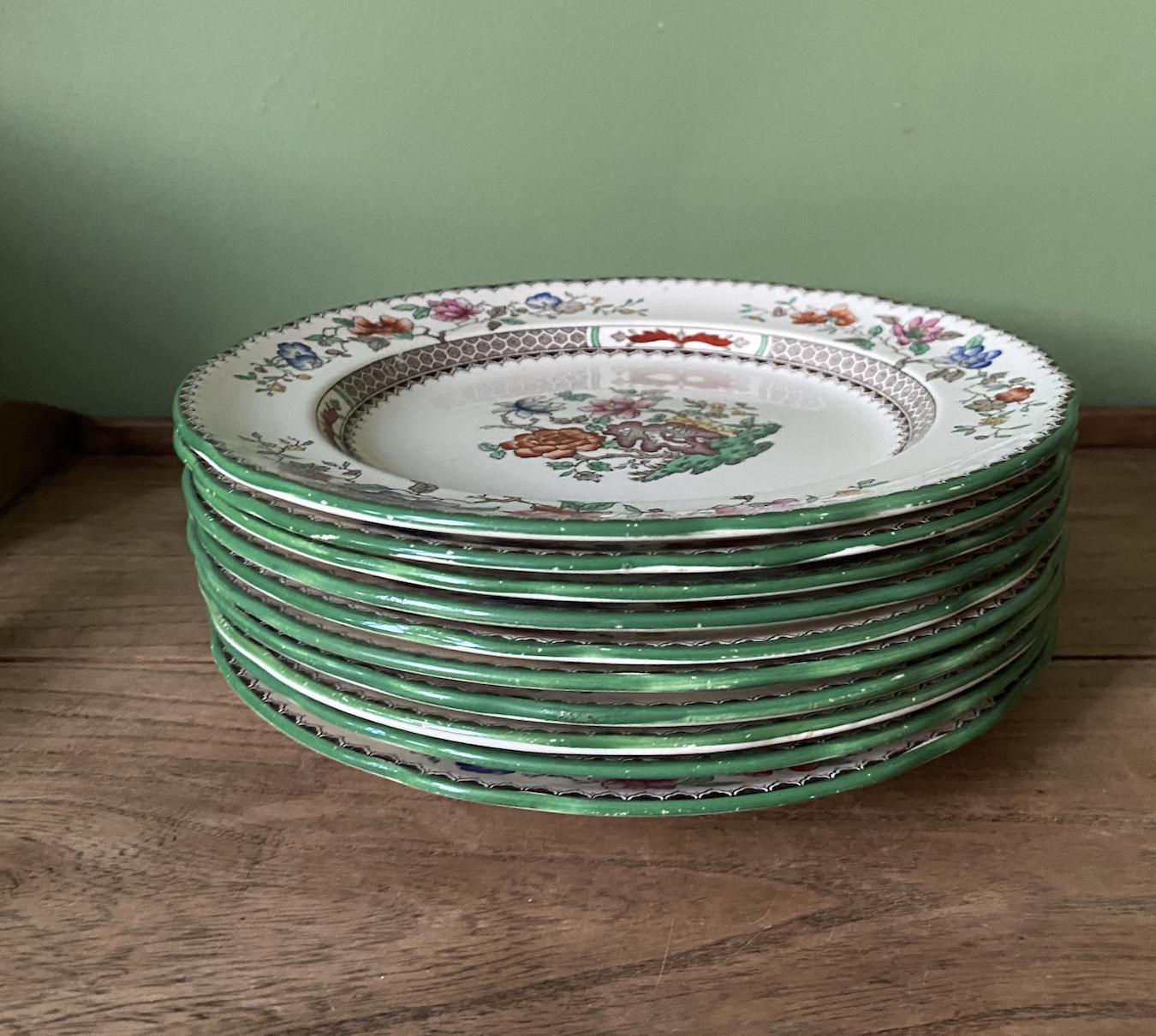 Ten Spode Copeland Chinese Rose 23cm Plates