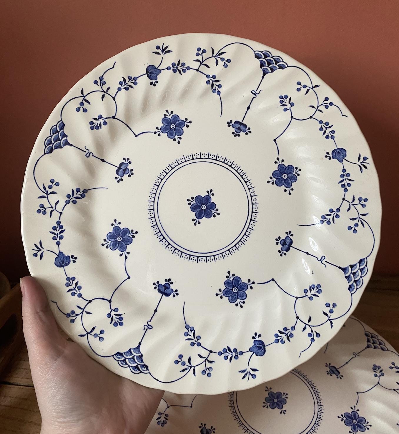 Pair of Myott Finlandia Blue & White Dinner Plates