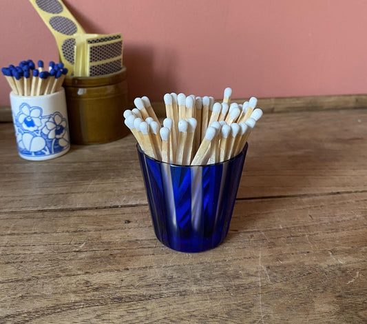 Carl Rotter Blue Striped German Glass Cup | Match Holder