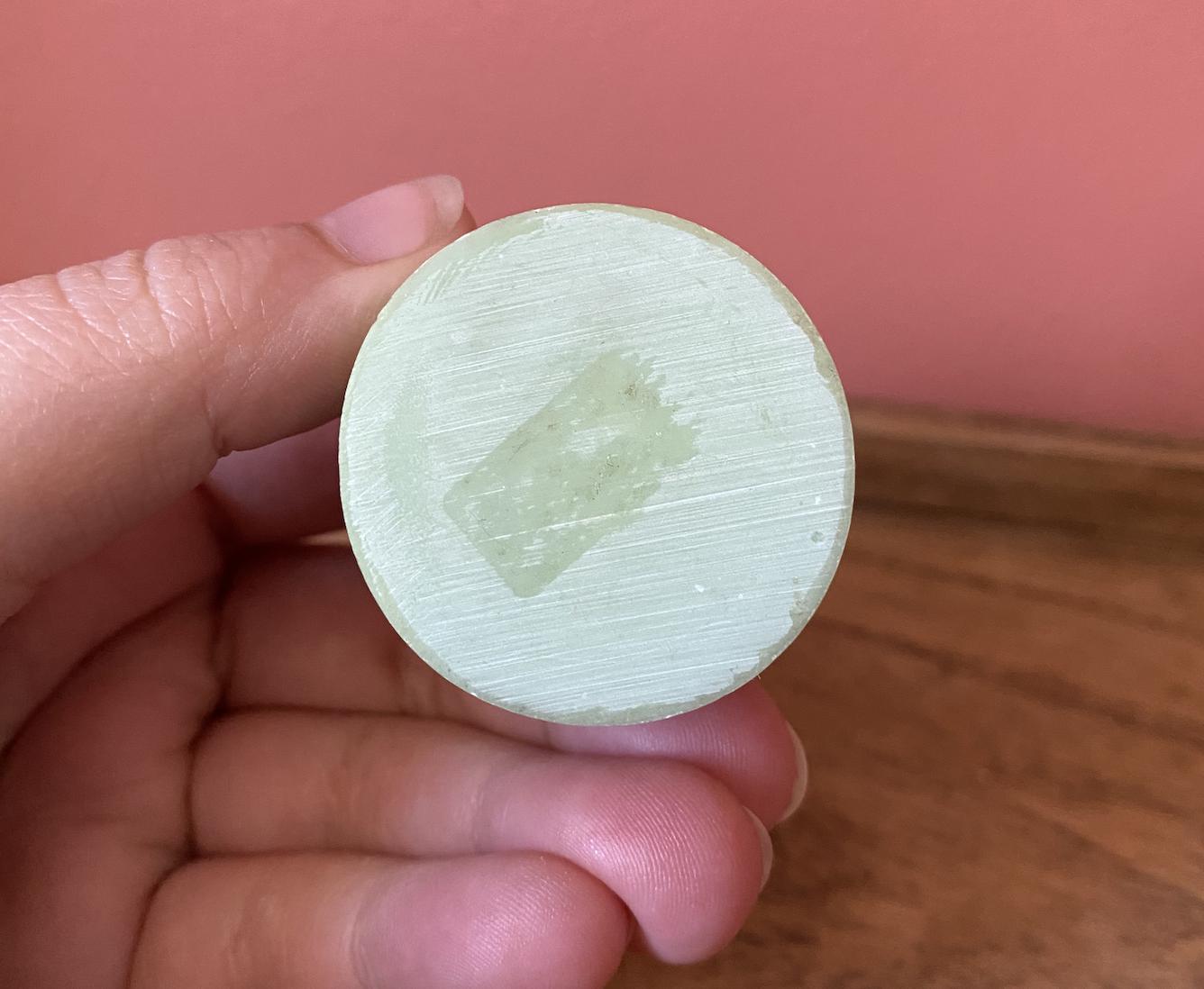 Pale Green Floral Carved Soapstone Miniature Lidded Trinket / Jewellery Box