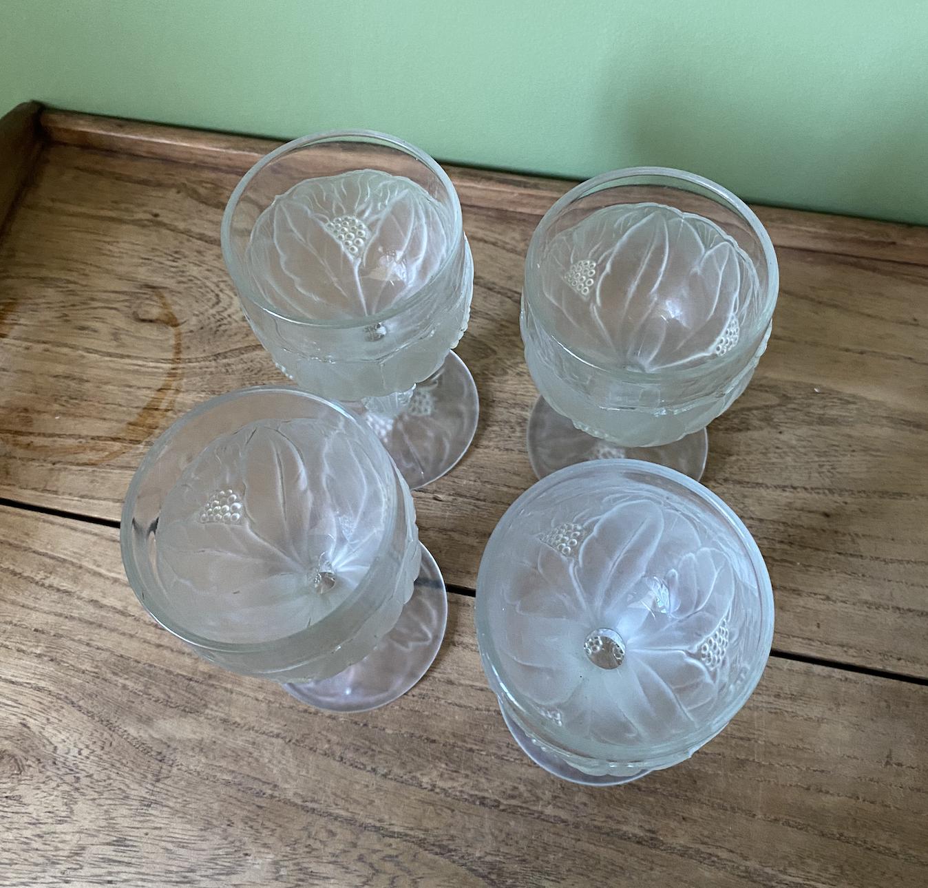 Set of 3 Vintage Taitu Frosted Italian Water Goblets