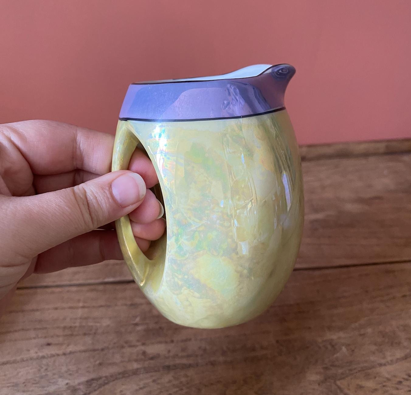 Yellow & Lilac Lustre Japanese Jug