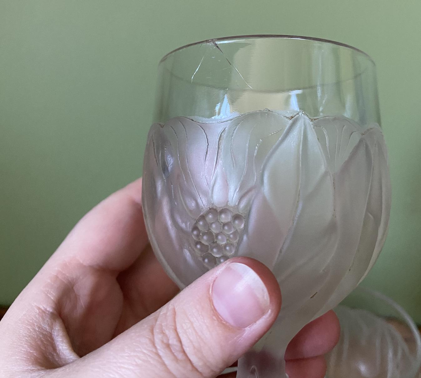 Set of 3 Vintage Taitu Frosted Italian Water Goblets