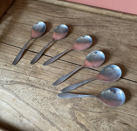 Set of 6 Silver Short Soup Spoons