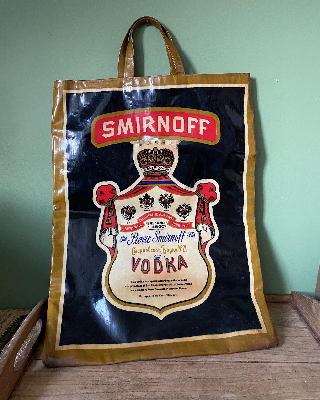 Vintage 1970s Smirnoff Cotton PVC Vodka Tote Bag