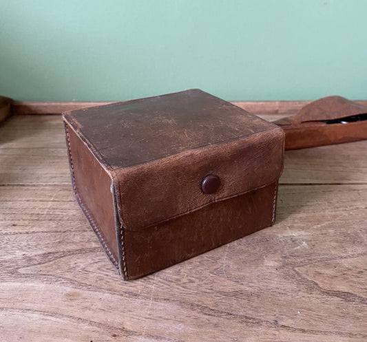 Square Brown Leather Toiletry | Jewellery Travel Box