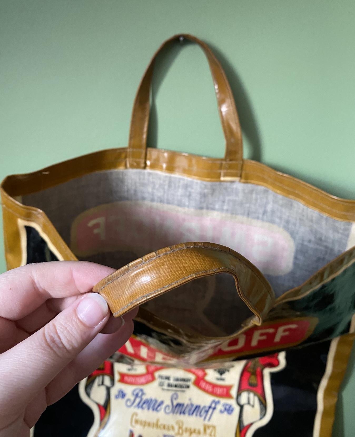 Vintage 1970s Smirnoff Cotton PVC Vodka Tote Bag